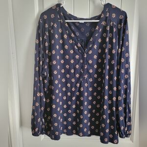 Old Navy Long Sleeve Floral Light Weight Blouse Size XXL ❤️